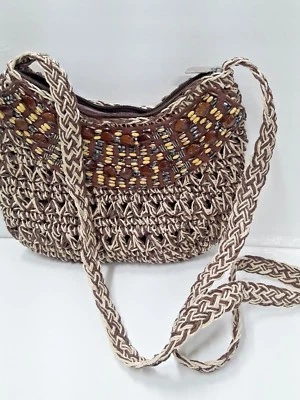 Bolso de Mano Sun N Sand Bandolera Paja Cuentas Marrón Talla Pequeña Foto 1 de 4