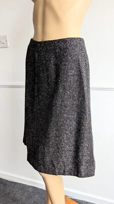 H&M Impuls Ladies Brown Tweed Boucle A-line Lined Knee Length Skirt Size S - Image 1 of 4