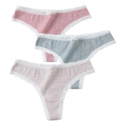 3 Stück Baumwolle Unterwäsche Damen Paket Seamless Tanga Höschen G-String Unterwäsche - Bild 1 von 4