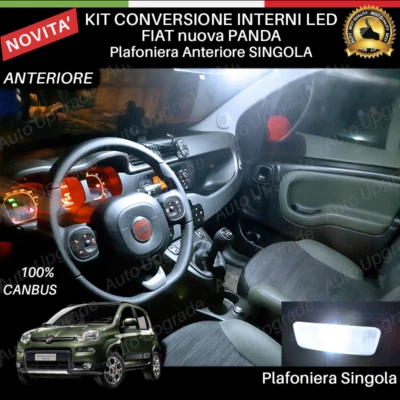 KIT LED INTERNI UPGRADE PER FIAT NUOVA PANDA PLAFONIERA ANTERIORE SINGOLA 6000K - Immagine 1 di 2