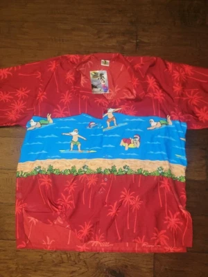 BAREFOOT  ATTITUDE Men's Hawaiian  Santa Christmas Camp Shirt NEW XL - Image 1 of 4