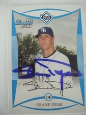 SHANE DYER signed RAYS 2008 Bowman Draft baseball card AUTO GREELEY EATON CO BDP