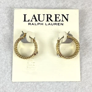 Pendientes de aro de piedra Omega Lauren Ralph Lauren 16 mm tono dorado - Imagen 1 de 4