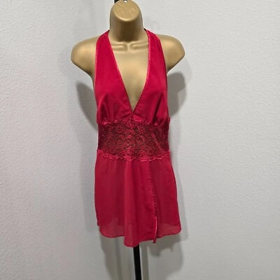 Sexy babydoll espalda cruzada camisola de encaje roja para mujer M coqueta sin espalda tocador Foto 1 de 4