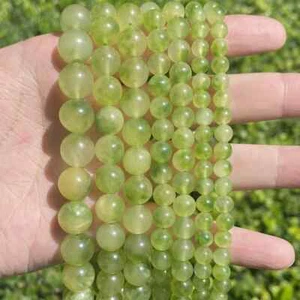 Natural Green Flocculent Chalcedony Stone Loose Spacer Beads For Jewelry Making - Picture 1 of 11