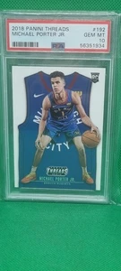 PSA 10 2018-19 Panini Threads Michael Porter Jr RC #192 Gem Mint Graded Rookie  - Foto 1 di 6