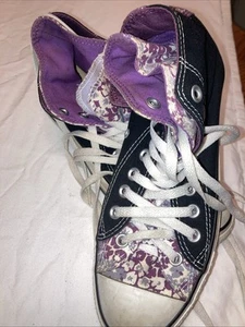 Converse All Star Special Top Double Laces Violet Pattern Women 7.5 preowned - Picture 1 of 7