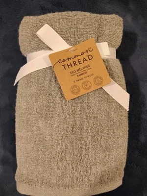 New! Common Thread Eco-Melange Rayon From Bamboo Hand Towels  Green Set Of 2 - Image 1 of 3
