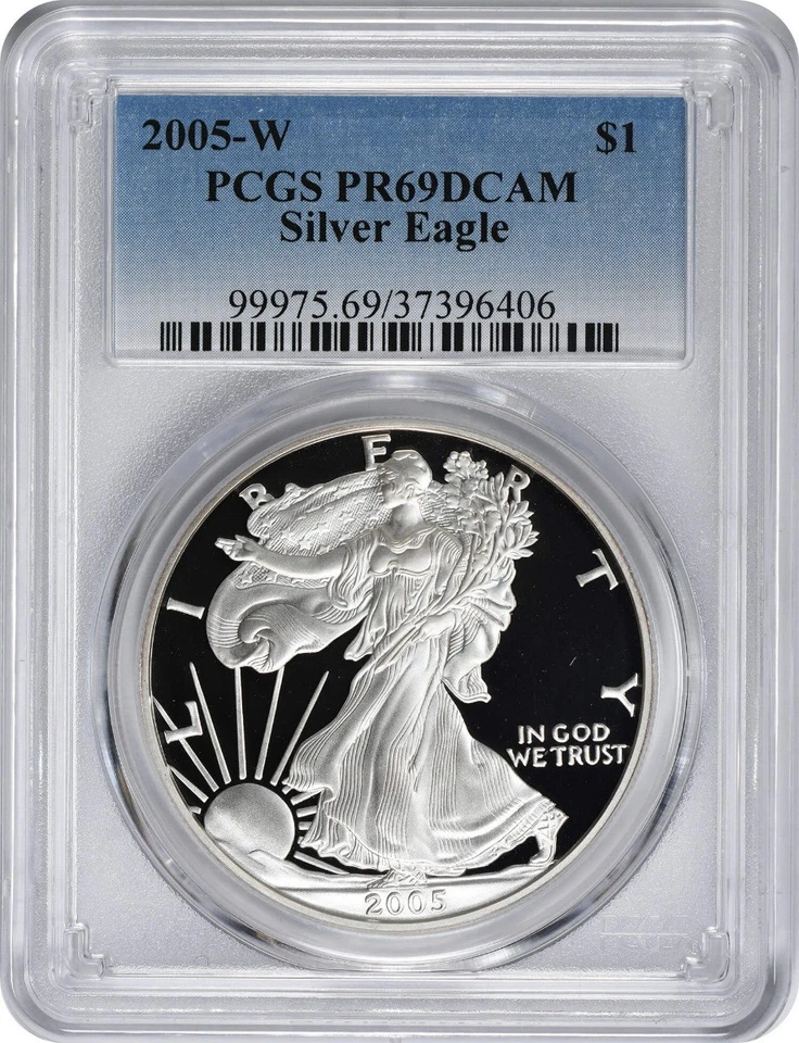 2005-W American Silver Eagle Dollar PR69DCAM PCGS Proof 69 Deep Cameo - Image 1 of 2