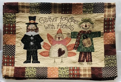 Juego de 6 manteles individuales retazos de acción de gracias peregrino pavo espantapájaros decoración de otoño Foto 1 de 4