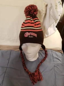 NEU CORONA EXTRA Winter Quaste Ski Bommel Strick Ohrenklappen Rodel Mütze Cap Vintage - Bild 1 von 10