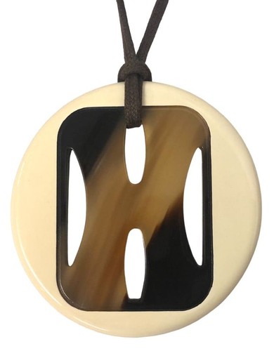 HERMÈS Collana corno corno corno di bufalo Hermes ciondolo marrone laccato ottima