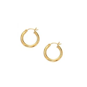 Pendientes de aro pulidos de oro amarillo de 10k (3x15 mm) - Imagen 1 de 1