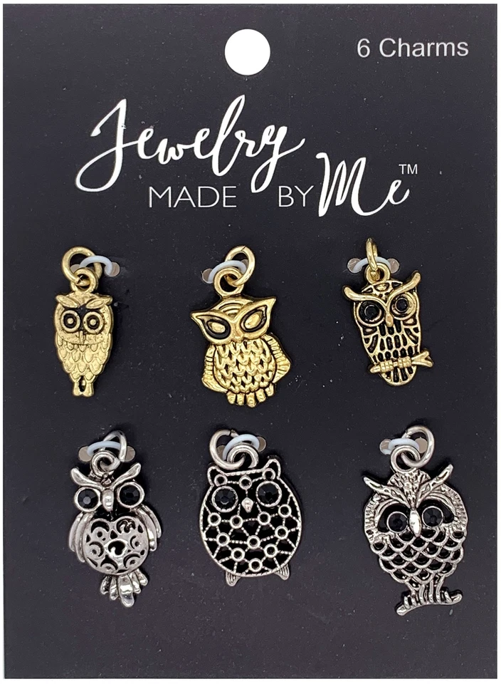 Jewelry Made By Me Charms 6/Pkg-Owls - 22190120