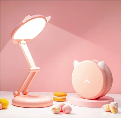 Lámpara rosa kawaii plegable y recarregável, decoración ideal para dormitório - Imagem 1 de 4