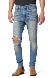 Pantalones de mezclilla ajustados para hombre Hudson Zack Splatter azul talla 32 12257 - Imagen 1 de 2