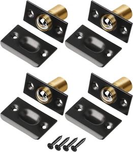 Paquete de 4 pestillos de puerta de bola negra Jiayi - Captura de rodillo ajustable para puertas internas - Imagen 1 de 8
