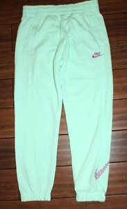 NIKE Older Kids Girls Sweatpants Joggers, Mint w/Flower Swoosh DM8220-379, Large - Picture 1 of 4