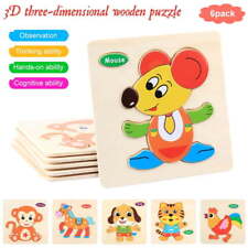 6 Pack Wooden Puzzles Animal Jigsaw Puzzles Early Educational Toys