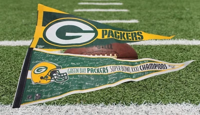NFL Green Bay Packers Super Bowl XXXI Champs Banderín Autografiado y Liso Foto 1 de 4