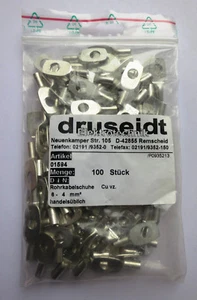 100 x Rohrkabelschuhe 4mm² M6 Rohrkabelschuh Kabelschuh unisoliert Crimpkontakt - Bild 1 von 4