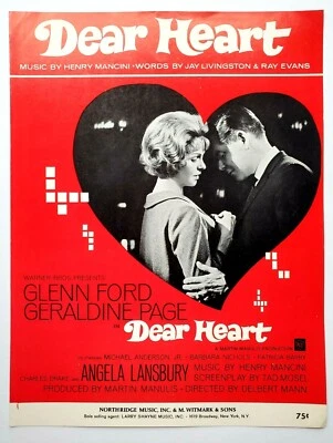 Dear Heart Theme Movie Ford Page Lansbury Sheet Music 1964 Piano Mancini Barry - Image 1 of 3
