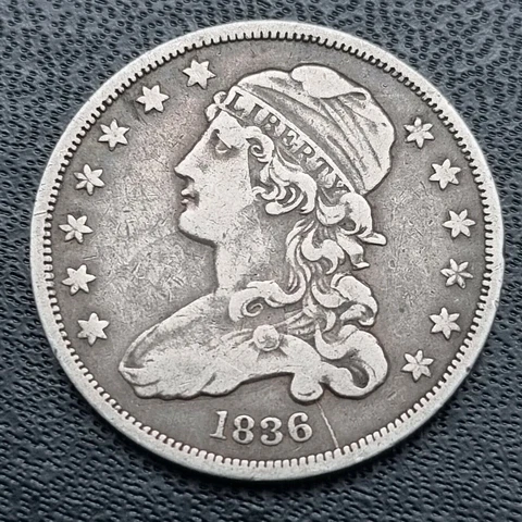1836 Capped Bust Quarter 25c Better Grade Natural XF long die break #41043 Cover