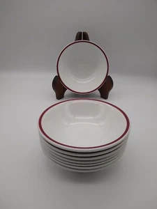 Vintage Wedgwood Adams Ironstone Small Dish / Bowl x 8 Maroon Edge VGC England - Picture 1 of 8