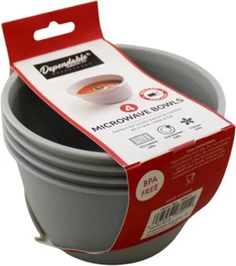 4 Pack Microwave Bowls Heat and Eat 26 OZ Dishwasher Safe BPA-Free Plastic Soup - Picture 1 of 8