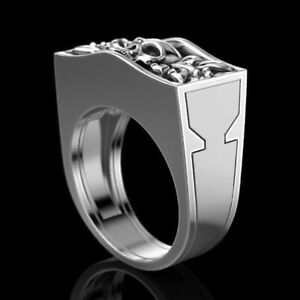 925 Silve Punk Ring Hip Hop Jewelry Skull Rings for Men Anniversary Gift Size 8
