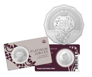 2022 RAM 50c Platinum Jubilee HM Queen Elizabeth II UNC Coin - Carded D8-559
