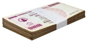 Simbabwe 50 Millionen Dollar Trägerscheck, 2008, P-57, beschädigt x 100 STCK. Paket - Bild 1 von 2