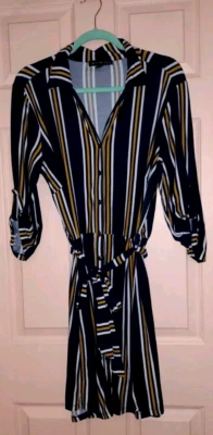 Derek Heart Plus Striped 1X Polyester 3/4 Sleeve Dress - Image 1 of 4