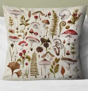 Retro Vintage Style Magic Mushroom print CUSHION COVER Uni Room Decor - Picture 1 of 2