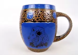 Always Azul Studio Art Pottery Textural Glaze Lion Coffee Mug Cup - Picture 1 of 7