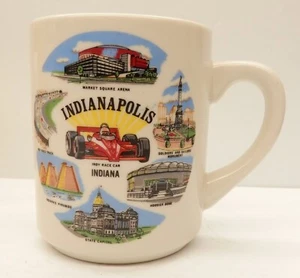 Taza de café de recuerdo Indiana vintage con pirámides Hoosier Dome Market Square Arena - Imagen 1 de 4