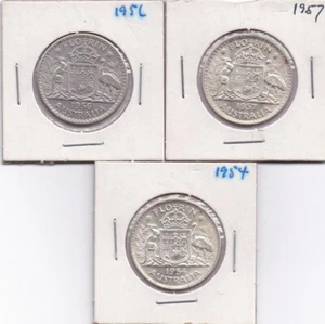 1954 --1956 & 191957 AUSTRALIA FLORINS SILVER - Picture 1 of 2