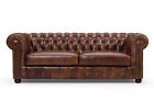 Chesterfield Sofa 3-Seater Premium Full-Grain Cowhide Leather Upholstered Couch
