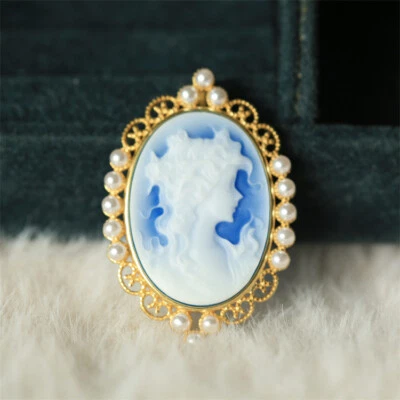 D18 Anhänger Mädchen Tochter des Windgottes Perlmutt blauer Achat Silber 925  - Bild 1 von 4