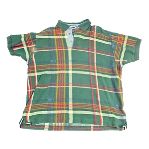 VTG 90s Chaps Ralph Lauren Polo cotton denim collar Green plaid shirt sz M - Picture 1 of 5