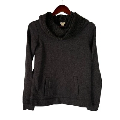 J. Suéter Crew Funnel gola alta algodão mistura de lã bolso feminino XS - Imagem 1 de 4