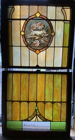 vintage antique original leaded Stain Glass church window 1877 Ohio Cover