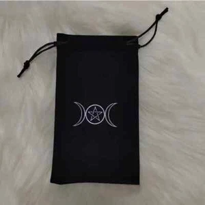 Bolso Tarot - Símbolo de la Diosa - Terciopelo Negro - Cordón - aprox. 4,5" x 7". - Imagen 1 de 2