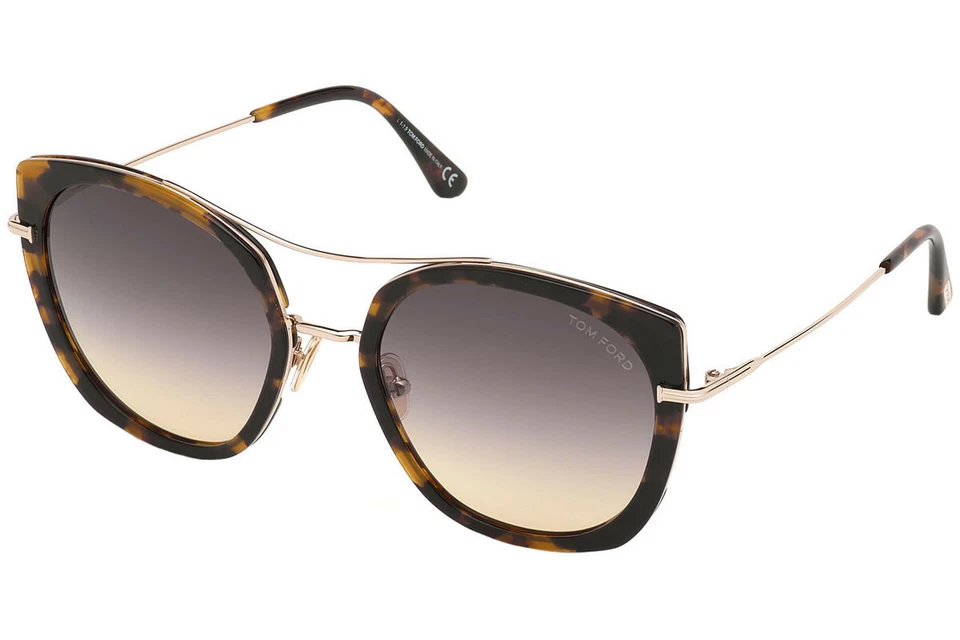 Tom Ford FT 0760-f Joey 55b Havana Rose Gold/gray Yellow Sunglasses