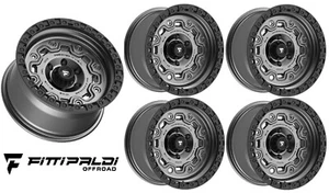 17 FITTIPALDI WHEELS RIMS 17X9 5X127 GUNMETAL ANTHRACITE BLACK LIP RING 5 RHINO - Picture 1 of 9