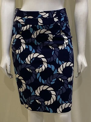 Falda Leifsdottir Anthropologie Para Mujer 2 Azul Marino Algodón Cuerda Náutica Lápiz Foto 1 de 4