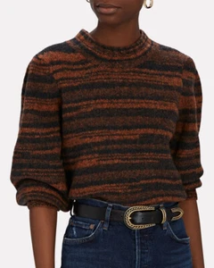 sz L NWT VERONICA BEARD Sweater LUMINA Mock Neck womens Orange Black jumper - Imagen 1 de 8