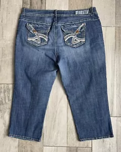 Jeans Idraulico Capri Elasticizzato Donna Taglie Forti 20 Vita Media Impreziosito 38X21 - Foto 1 di 11