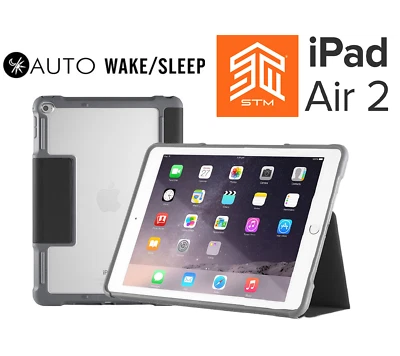 STM Dux Shockproof Case Cover Flip Folio for iPad Air 2 (9.7") -  Black - Image 1 of 4