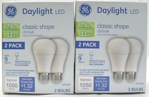 GE 75 Watt Daylight LED Light Bulb, 5000 K, 2 Bulbs Each - 2 Pack - Picture 1 of 3